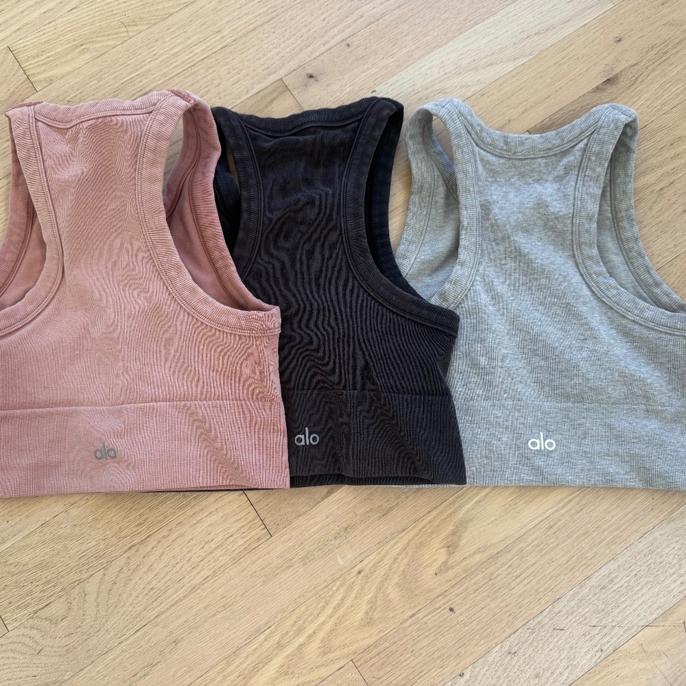 Lot of 3 ALO Yoga Seamless Delight High Neck Bra Size XS